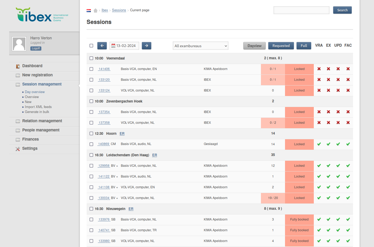 IBEX VCA Dayview screen